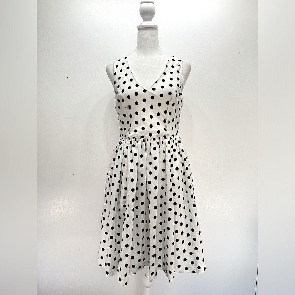 Ivory & Black Polka Dots Sleeveless Mini Dress w Pockets by Everly from ModCloth